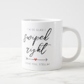 Modern Swiped Right Personalized ジャンボコーヒーマグカップ (右)