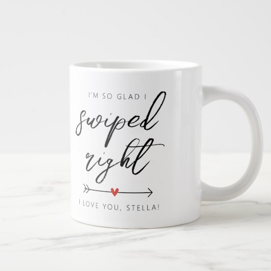Modern Swiped Right Personalized ジャンボコーヒーマグカップ (右)