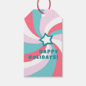 Modern Swirl HAPPY HOLIDAYS CUSTOM Green TO FROM ギフトタグ (正面)