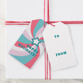 Modern Swirl HAPPY HOLIDAYS CUSTOM Green TO FROM ギフトタグ