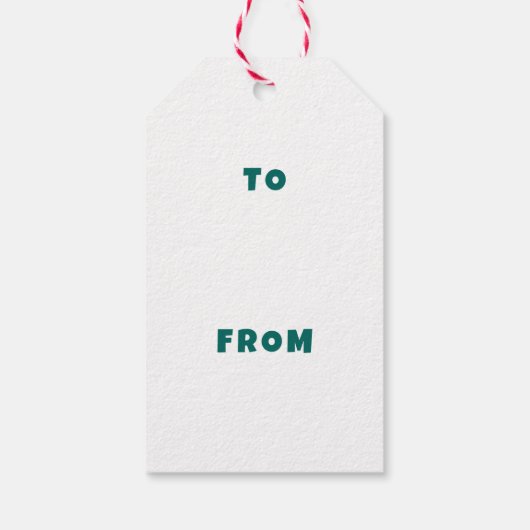 Modern Swirl HAPPY HOLIDAYS CUSTOM Green TO FROM ギフトタグ (裏面)