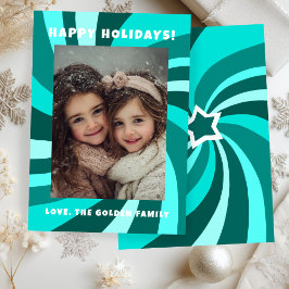Modern Swirl HAPPY HOLIDAYS CUSTOM PHOTO シーズンカード