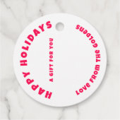 Modern Swirl HAPPY HOLIDAYS CUSTOM TO FROM Gift フェイバータグ (裏面)