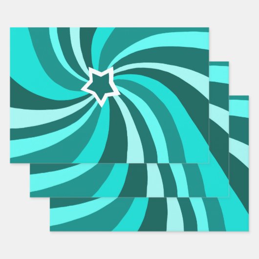 Modern Swirl Star Green Set of ラッピングペーパーシート (セット)