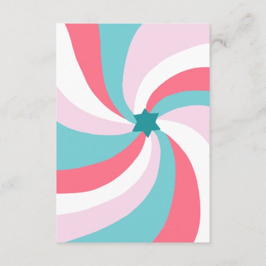 Modern Swirl Star of David QR Code Bar Bat Mitzvah エンクロージャーカード (裏面)