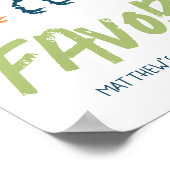 Modern T-Rex Dinosaur Dig Boys Birthday Favor Sign ポスター (角)