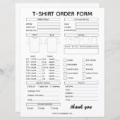 Modern T-Shirt Order Form For Small Business (正面/裏面)