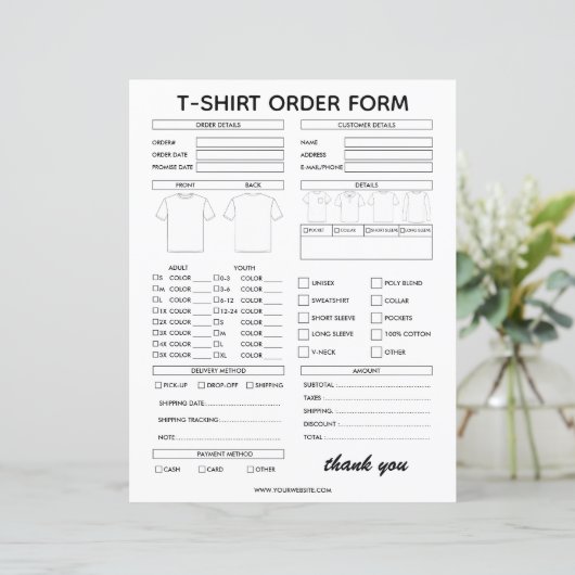 Modern T-Shirt Order Form For Small Business (スタンド正面)