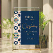 Modern Talavera Mexican Tile Wedding Welcome Sign ポスター