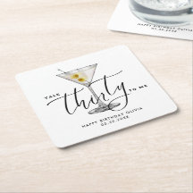 Modern “Talk Thirty to Me” Martini Glass 30th