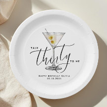 Modern “Talk Thirty to Me” Martini Glass 30th