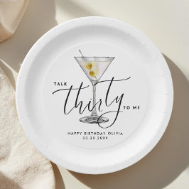 Modern “Talk Thirty to Me” Martini Glass 30th ペーパープレート
