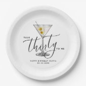 Modern “Talk Thirty to Me” Martini Glass 30th ペーパープレート (正面)