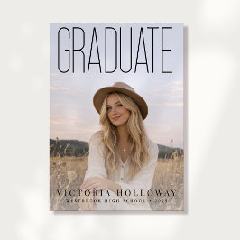 Modern Tall Typography Graduation Party Invitation 招待状