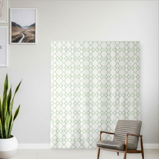 Modern Tapestry with Green and White Geometric  タペストリー