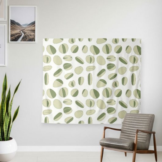 Modern Tapestry with Green and White Geometric タペストリー