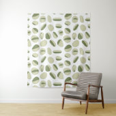 Modern Tapestry with Green and White Geometric タペストリー (インサイチュ)