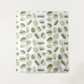 Modern Tapestry with Green and White Geometric タペストリー (正面)