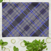 Modern Tartan Blue Gray Black Pattern キッチンタオル (折り畳み)