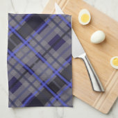 Modern Tartan Blue Gray Black Pattern キッチンタオル (四つ折り)