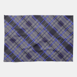 Modern Tartan Blue Gray Black Pattern キッチンタオル