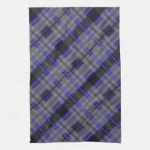 Modern Tartan Blue Gray Black Pattern キッチンタオル (縦)