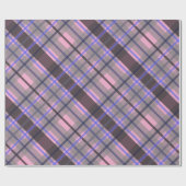 Modern Tartan Blue Pink Black Pattern ラッピングペーパー (フラット)