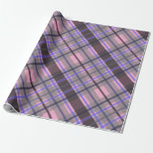 Modern Tartan Blue Pink Black Pattern ラッピングペーパー (アンロールド)