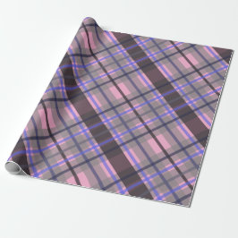 Modern Tartan Blue Pink Black Pattern ラッピングペーパー