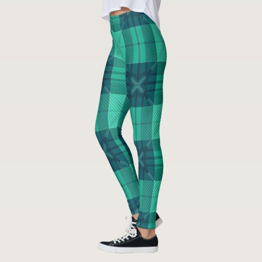 Modern Tartan Green Leggings レギンス (左)