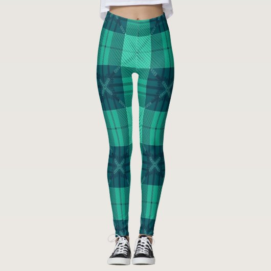 Modern Tartan Green Leggings レギンス (正面)