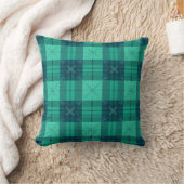 Modern Tartan Plaid Green Throw Cushion クッション (ブランケット)