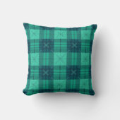 Modern Tartan Plaid Green Throw Cushion クッション (正面)