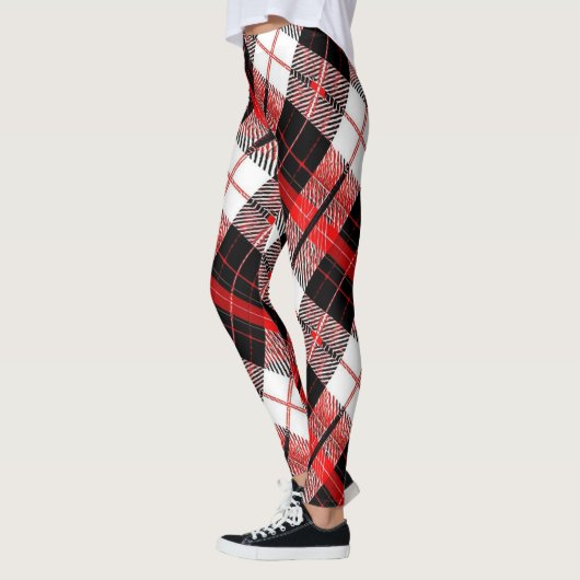 Modern Tartan Red, Black and White Leggings レギンス (左)