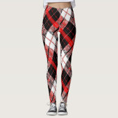 Modern Tartan Red, Black and White Leggings レギンス (正面)