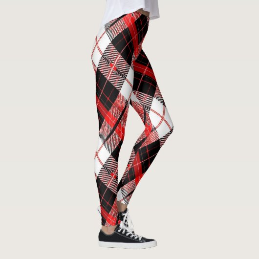 Modern Tartan Red, Black and White Leggings レギンス (右)