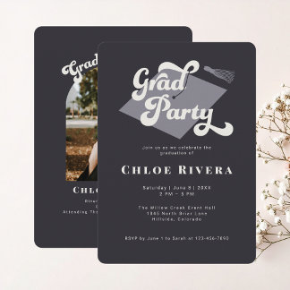 Modern Tassel Grad Party Invitation with Photo  招待状