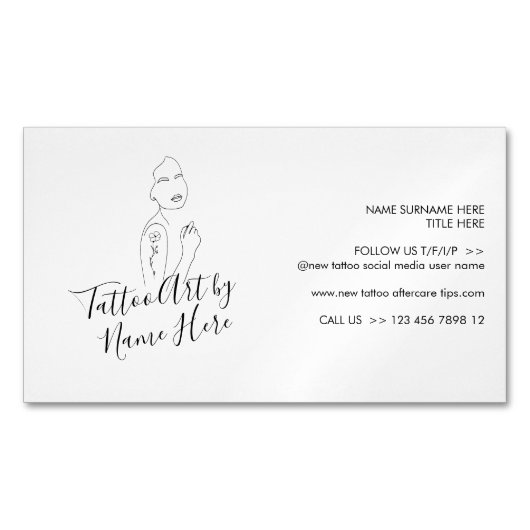 Modern Tattoo script typography マグネット名刺 (正面)