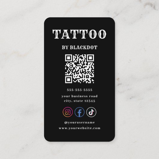 Modern Tattoo Studio Design Tattoo Shop Style 名刺 (裏面)