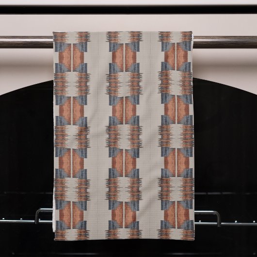 Modern Taupe Denim and Rust  キッチンタオル