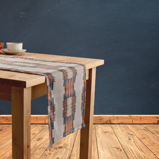 Modern Taupe Denim and Rust  ショートテーブルランナー