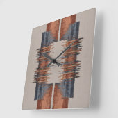 Modern Taupe Denim and Rust スクエア壁時計 (傾斜)