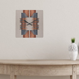 Modern Taupe Denim and Rust スクエア壁時計