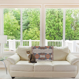 Modern Taupe Denim and Rust  スローブランケット