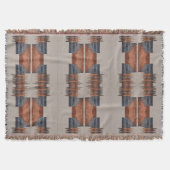 Modern Taupe Denim and Rust  スローブランケット (正面)