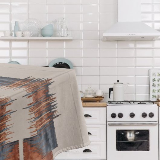 Modern Taupe Denim and Rust  テーブルクロス