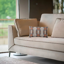 Modern Taupe Denim and Rust  ランバークッション