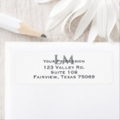 Modern Taupe Gray Monogram Branding Address  ラベル (インサイチュ)