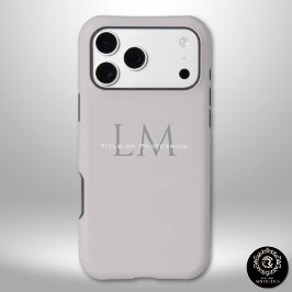 Modern Taupe Gray Monogram Branding Style ケース