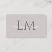 Modern Taupe Gray Monogram Business Card 名刺 (正面)